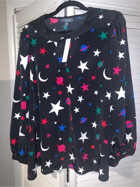 Modcloth Tops - ModCloth Black Star & Planet Print Long Sleeve Blouse